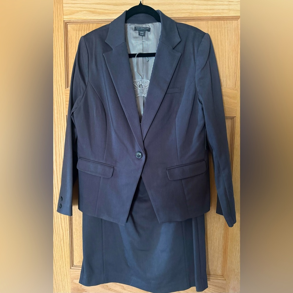 NWT Covington Slate Grey Blazer & Skirt Suit Set, Size XL